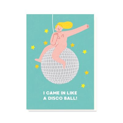 bola de discoteca tarjeta de felicitación | Tarjeta desnuda | Tarjeta de cumpleaños divertida