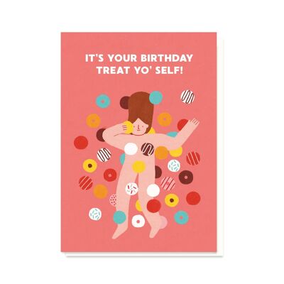 Date un capricho tarjeta de cumpleaños | Tarjeta de cumpleaños de donut ? Rosquilla