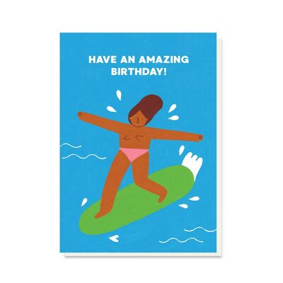 Tarjeta de cumpleaños Surf's Up | Tarjeta de surfista | Desnudo | Fresco