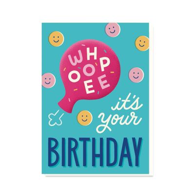 Tarjeta de cumpleaños del cojín Whoopee | Tarjeta de cumpleaños divertida