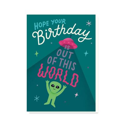 Alien-Geburtstagskarte | Karten für Kinder | Männliche Karte | Kinderkarte