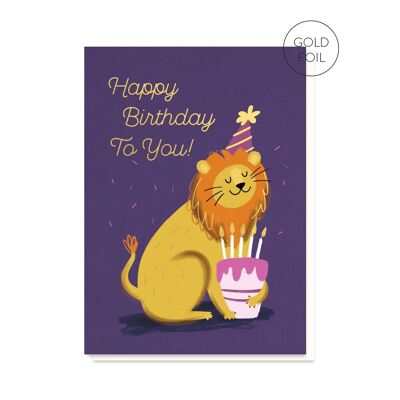 Tarjeta de cumpleaños del león ? Tarjeta de animales para niños | Tarjeta Infantil
