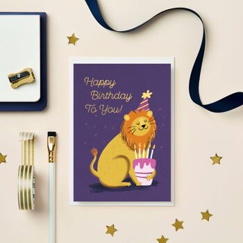 Carte d'anniversaire Lion | Carte d’animaux pour enfants | Carte Enfant 3