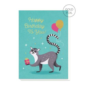 Carte d’anniversaire lémurien | Carte d’animaux pour enfants | Carte Enfant 1