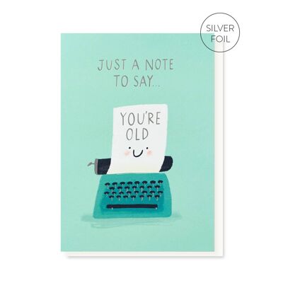 Tarjeta de cumpleaños vieja de la máquina de escribir | Tarjeta grosera | Tarjetas Divertidas