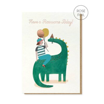 Carte d’anniversaire rugissante | Carte de vœux dinosaure | Cartes enfants