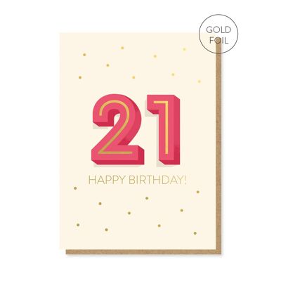 La gran tarjeta de cumpleaños 2-1 | Tarjeta de hito | Tarjeta de 21 años
