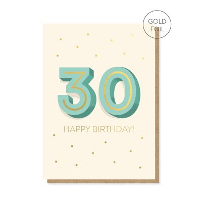 La gran tarjeta de cumpleaños 3-0 | Tarjeta de hito | Tarjeta de 30 años