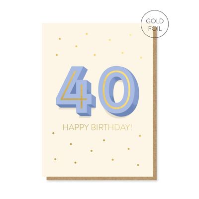 Die große 4-0-Geburtstagskarte | Meilensteinkarte | Karte zum 40. Lebensjahr