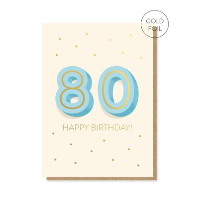 La gran tarjeta de cumpleaños 8-0 | Tarjeta de hito | Tarjeta de 80 años