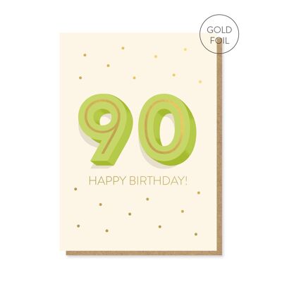 La gran tarjeta de cumpleaños 9-0 | Tarjeta de hito | Tarjeta de 90 años