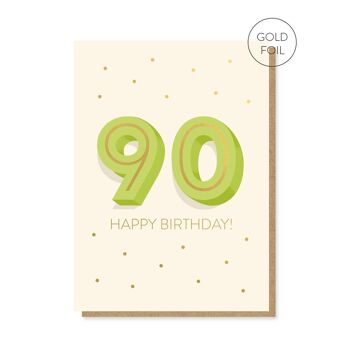 La grande carte d’anniversaire 9-0 | Carte jalon | Carte 90ème Âge 2