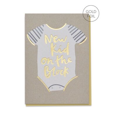Nuevo niño en el bloque Nueva tarjeta de bebé | Tarjeta de aluminio para nuevos padres