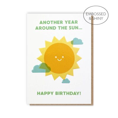 Carte d’anniversaire autour du soleil | Carte d'anniversaire contemporaine