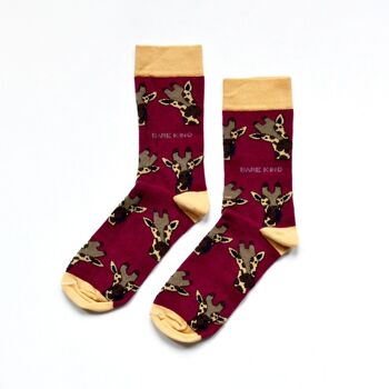 Chaussettes girafe | Chaussettes en bambou | Chaussettes marron | Chaussettes africaines 1