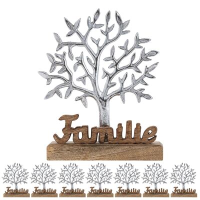 Decorative figure tree of life with lettering family wooden figure 20x27cm Masterbox 8-piece aluminum