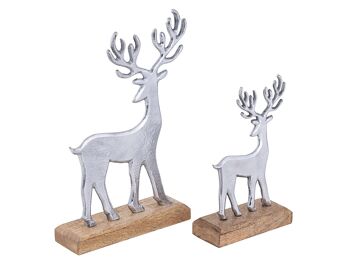 Figurine décorative lot de 2 support cerf 14/20x22/32cm figurine décorative aluminium bois de manguier 3