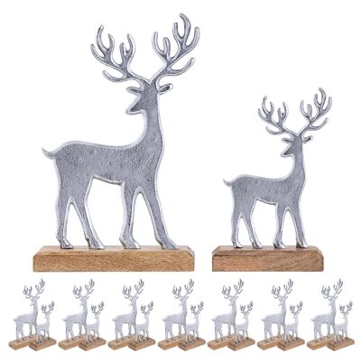 Figurine décorative lot de 2 cerfs sur pied 14/20x22/32cm Masterbox 8 pièces aluminium