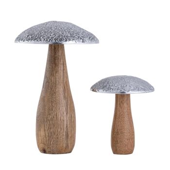 Figurines décoratives set de 2 champignons H20/12x13/9cm support Masterbox 12x 2 pièces en bois de manguier 3