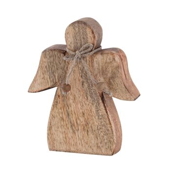 Figurine décorative en bois d'ange 15x13 cm Masterbox 36 pièces décoration de Noël ange porte-bonheur en bois de manguier 3