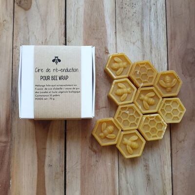 Palets de Cire de ré-enduction pour bee wrap- cire d'abeille- résine de pin des Landes - huile végétale biologique.