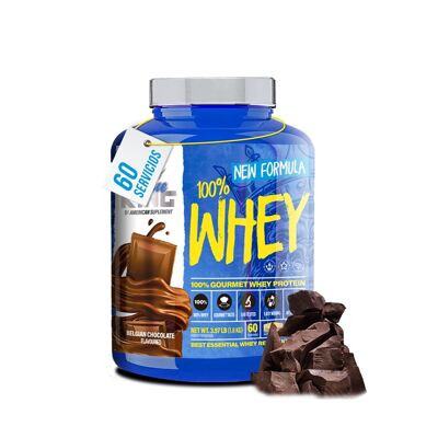 AS Supplément américain | 100 % protéines de lactosérum | Roi bleu | 1,8 kg | Chocolat | Protéine de lactosérum | Aidez à augmenter votre masse musculaire | Contient de la L-Glutamine et des BCAA...