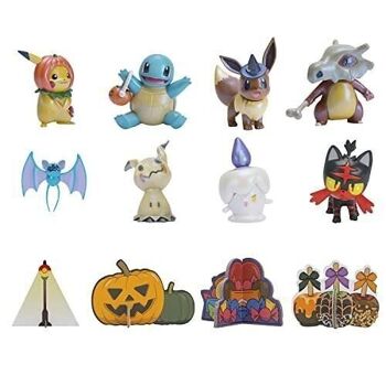 Bandai -  Pokémon - Calendrier Halloween - 8 Figurines et 5 Accessoires - Pikachu, Evoli, Carapuce, Osselait, Nosferapti, Mimiqui, Flamiaou, Funécire - réf : JW2385 2