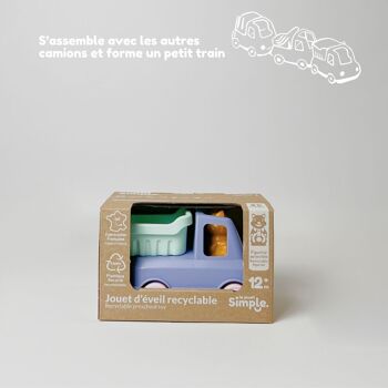 Jouet véhicule, Camion Benne avec figurine, Made in France en plastique recyclé, Cadeau 1-5 ans, Pâques, Bleu 2