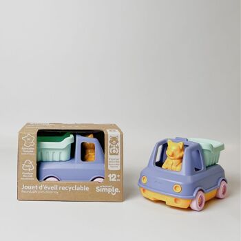 Jouet véhicule, Camion Benne avec figurine, Made in France en plastique recyclé, Cadeau 1-5 ans, Pâques, Bleu 1