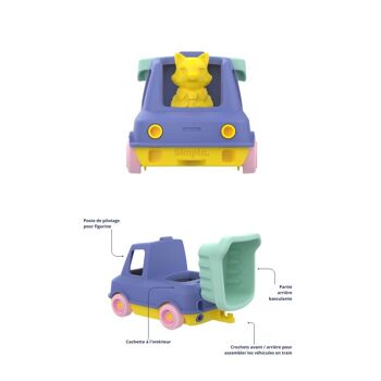 Jouet véhicule, Camion Benne avec figurine, Made in France en plastique recyclé, Cadeau 1-5 ans, Pâques, Bleu 8