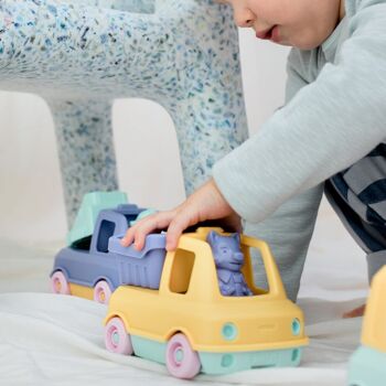 Jouet véhicule, Camion Benne avec figurine, Made in France en plastique recyclé, Cadeau 1-5 ans, Pâques, Bleu 11