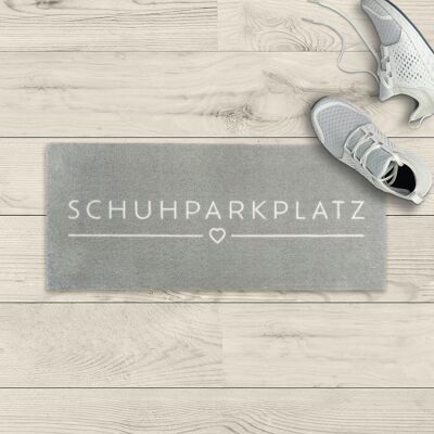 washable doormat; gray shoe parking lot