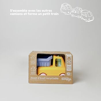 Jouet véhicule, Camion Benne avec figurine, Made in France en plastique recyclé, Cadeau 1-5 ans, Pâques, Orange 2