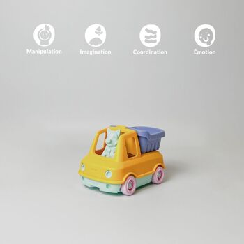 Jouet véhicule, Camion Benne avec figurine, Made in France en plastique recyclé, Cadeau 1-5 ans, Pâques, Orange 3