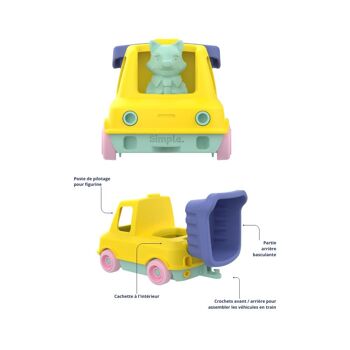 Jouet véhicule, Camion Benne avec figurine, Made in France en plastique recyclé, Cadeau 1-5 ans, Pâques, Orange 6