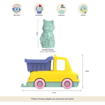 Jouet véhicule, Camion Benne avec figurine, Made in France en plastique recyclé, Cadeau 1-5 ans, Pâques, Orange 7