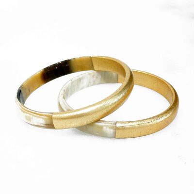 Gold leaf bracelet in real horn - 1.2 CM