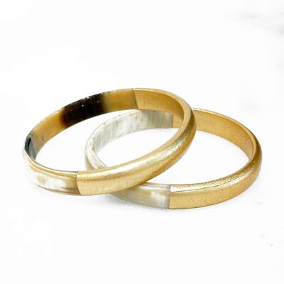 Bracelet feuilles d'or en corne véritable - 1,2 CM