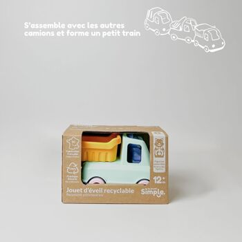 Jouet véhicule, Camion Benne avec figurine, Made in France en plastique recyclé, Cadeau 1-5 ans, Pâques, Turquoise 2