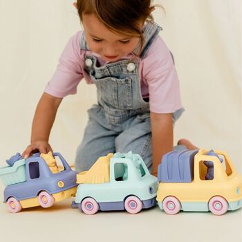 Jouet véhicule, Camion Benne avec figurine, Made in France en plastique recyclé, Cadeau 1-5 ans, Pâques, Turquoise 9