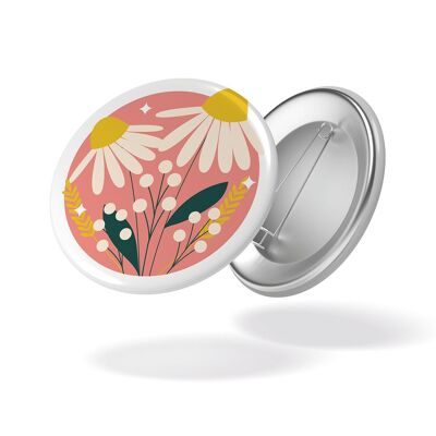 In the garden - Badge Daisies pink background #107