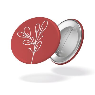 Fleur fond rouge - Badge #115