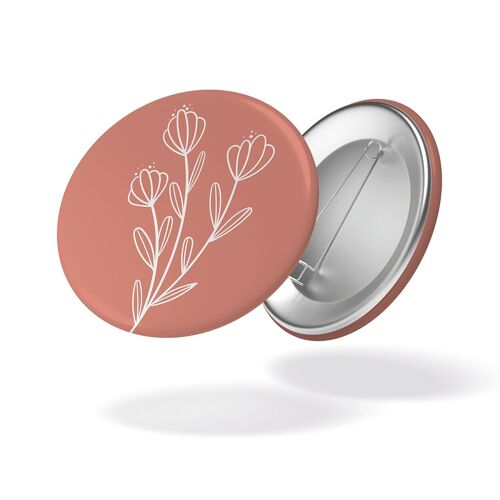 Fleur fond rose - Badge #118