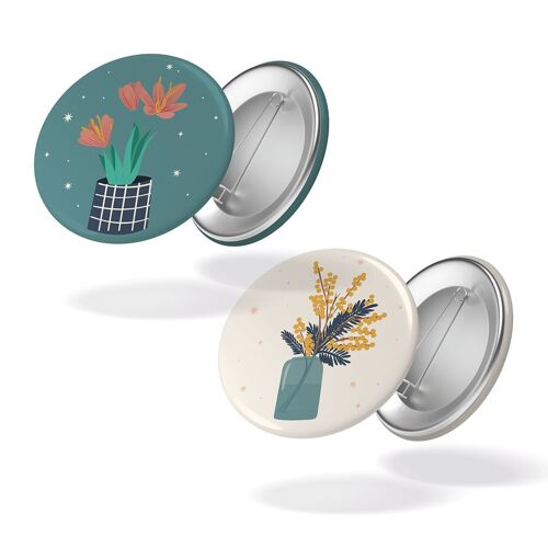 Fleurs de safran + Mimosan - Lot de 2 badges #98