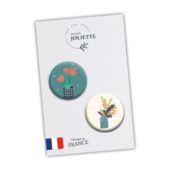 Fleurs de safran + Mimosan - Lot de 2 badges #98 2