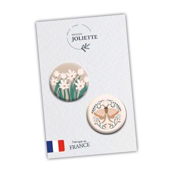 Boho butterfly - Pâquerette + papillon - Lot de 2 badges #130 2