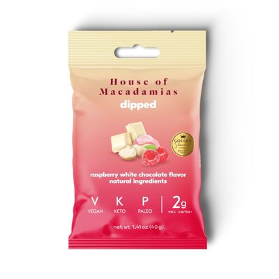 Dipped Nuts, Raspberry White Chocolate, 12 x, 40g