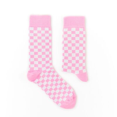 Chaussettes unisexes à carreaux roses