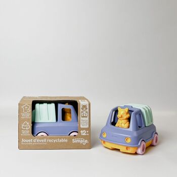 Jouet véhicule, Camion Poubelle avec figurine, Made in France en plastique recyclé, Cadeau 1-5 ans, Pâques, Bleu 1