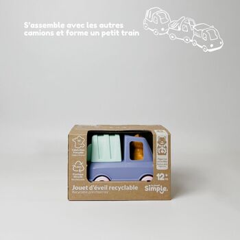 Jouet véhicule, Camion Poubelle avec figurine, Made in France en plastique recyclé, Cadeau 1-5 ans, Pâques, Bleu 2